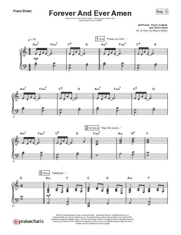 Forever And Ever Amen Piano Sheet (Travis Cottrell)