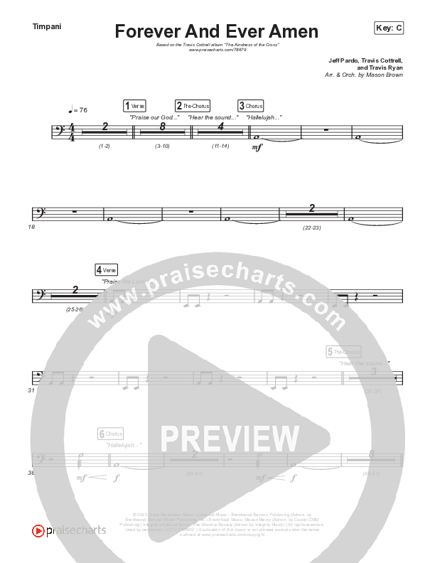 Forever And Ever Amen Timpani (Travis Cottrell)