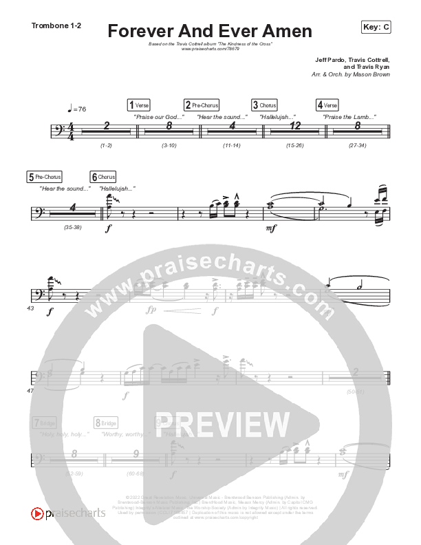 Forever And Ever Amen Trombone 1/2 (Travis Cottrell)