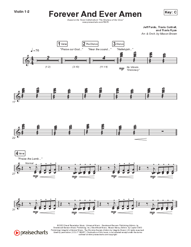 Forever And Ever Amen Violin 1/2 (Travis Cottrell)