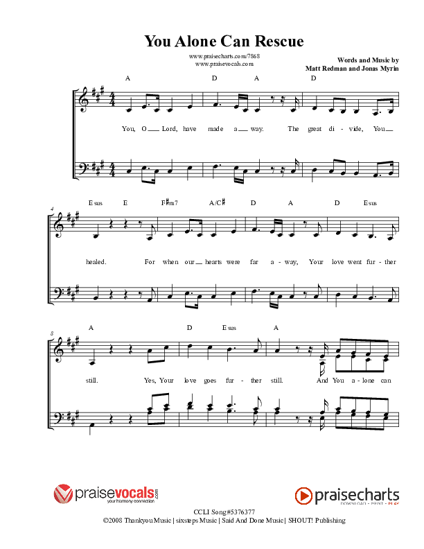You Alone Can Rescue Lead Sheet (PraiseVocals)
