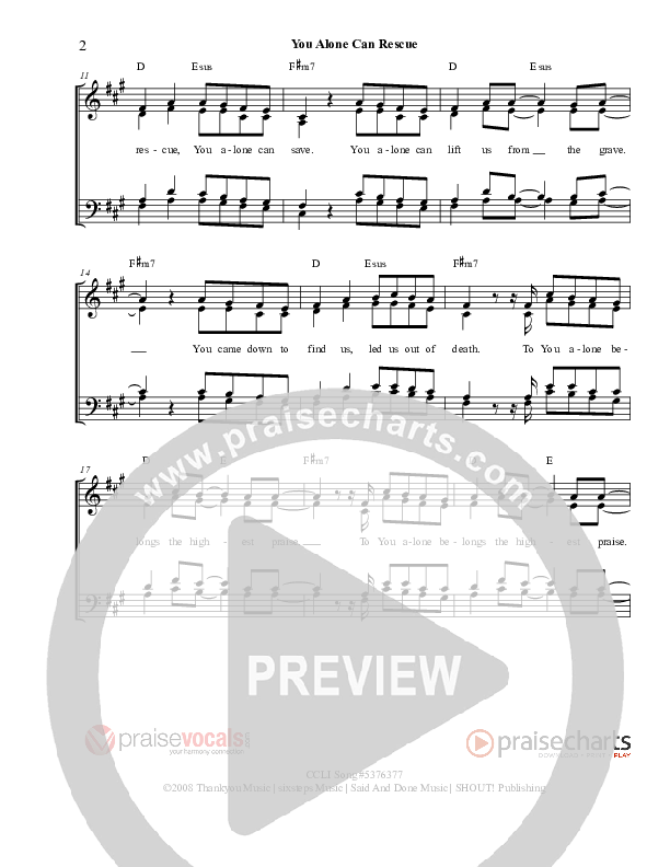 You Alone Can Rescue Lead Sheet (PraiseVocals)