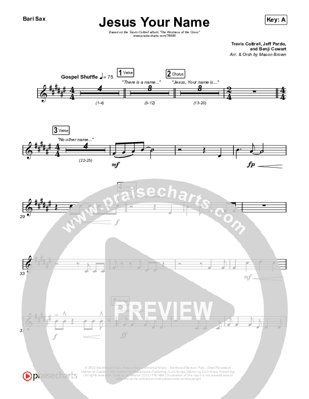Jesus Your Name Bari Sax (Travis Cottrell)