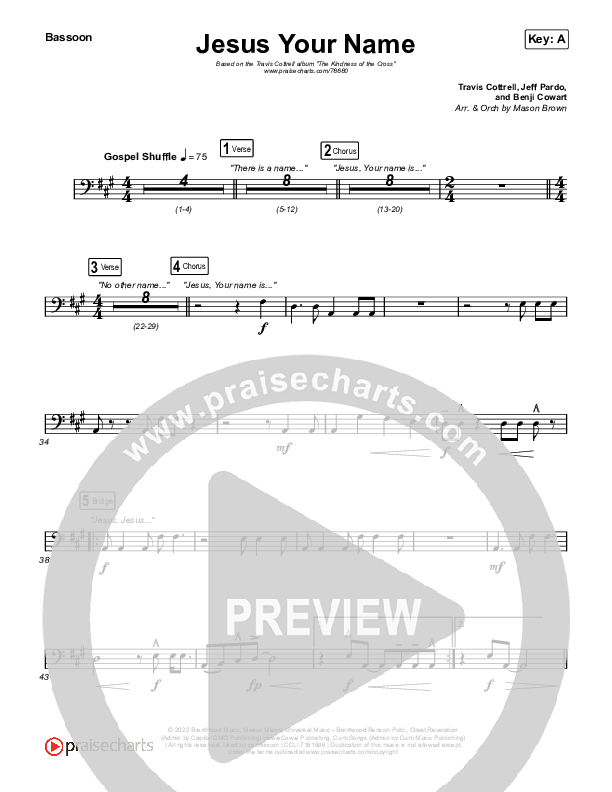 Jesus Your Name Bassoon (Travis Cottrell)