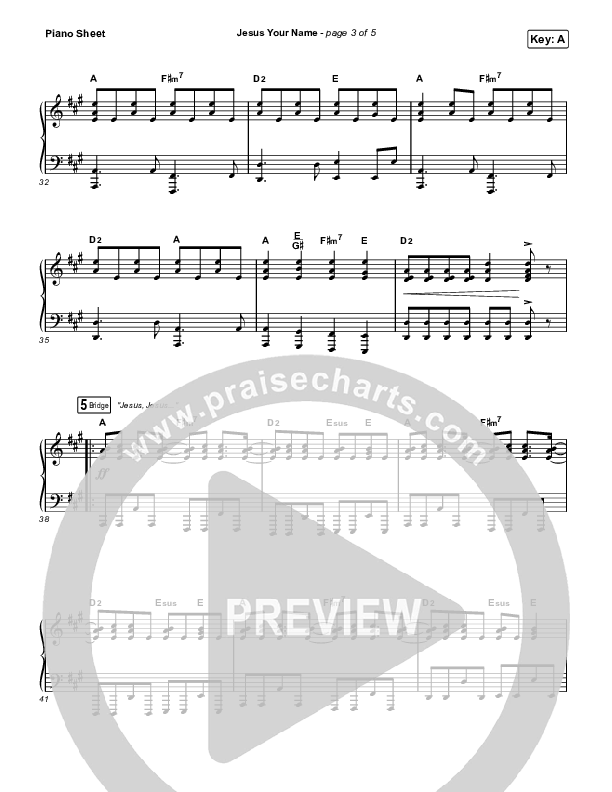 Jesus Your Name Piano Sheet (Travis Cottrell)