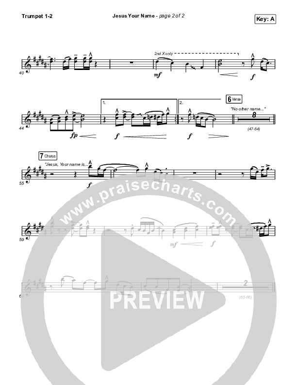 Jesus Your Name Trumpet 1,2 (Travis Cottrell)