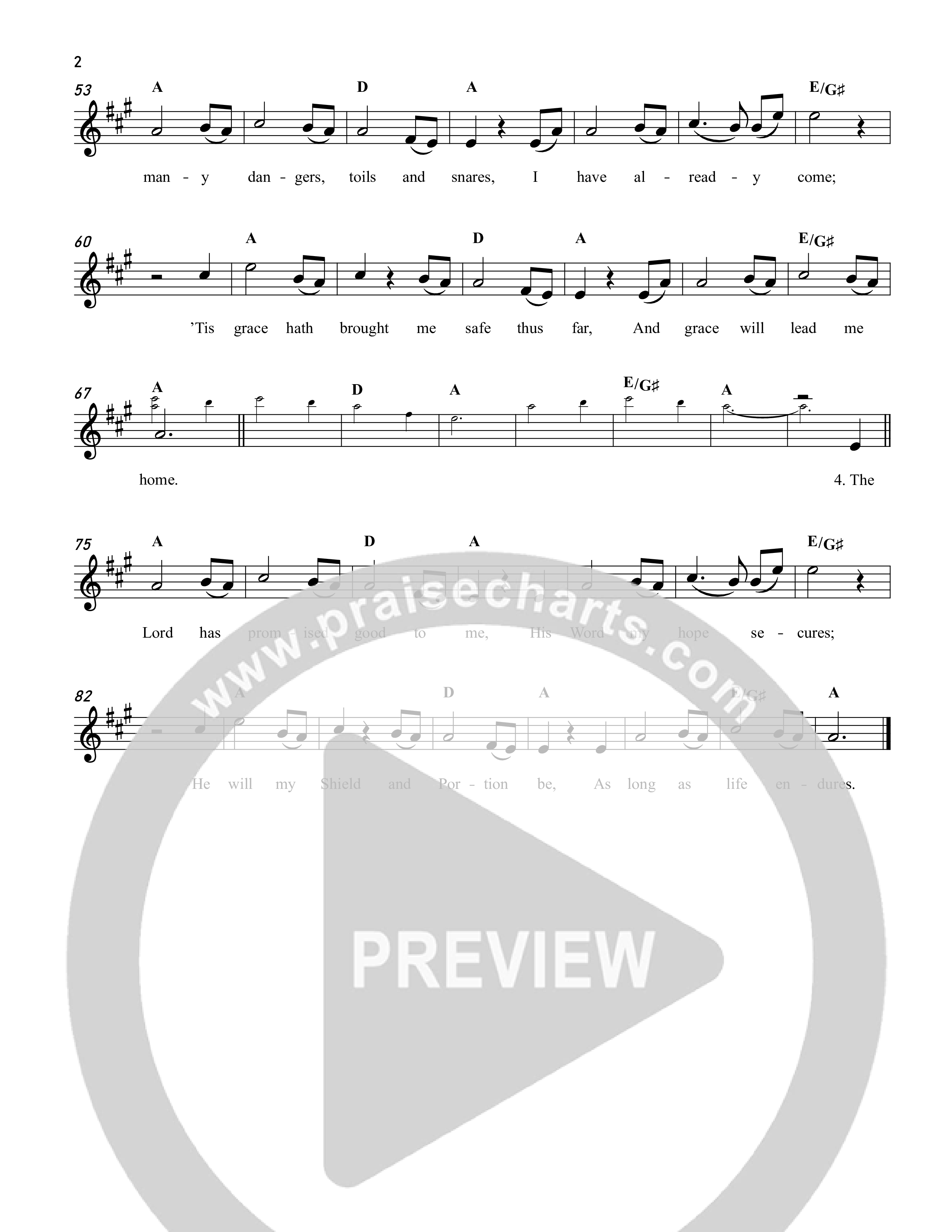 Amazing Grace Lead Sheet Melody (Reawaken Hymns)