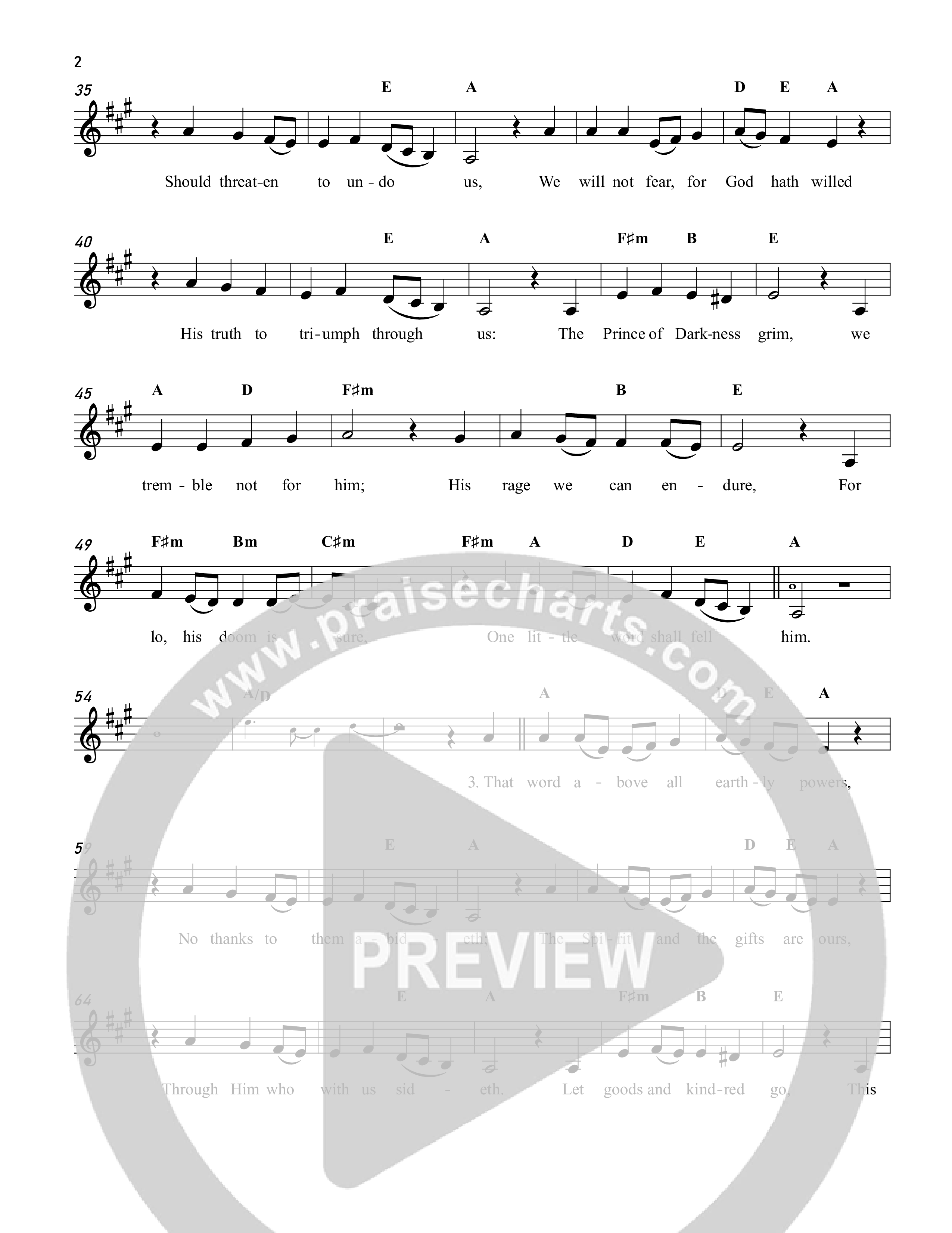 A Mighty Fortress Is Our God Lead Sheet Melody (Reawaken Hymns)