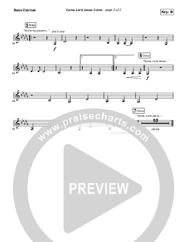 Come Lord Jesus Come Bass Clarinet (The Worship Initiative / Shane & Shane / Aaron Williams / Davy Flowers)