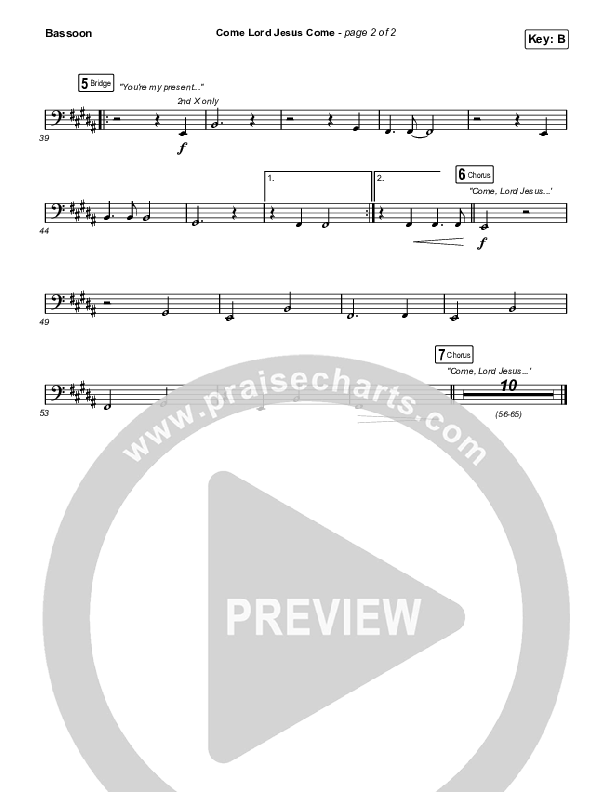 Come Lord Jesus Come Bassoon (The Worship Initiative / Shane & Shane / Aaron Williams / Davy Flowers)