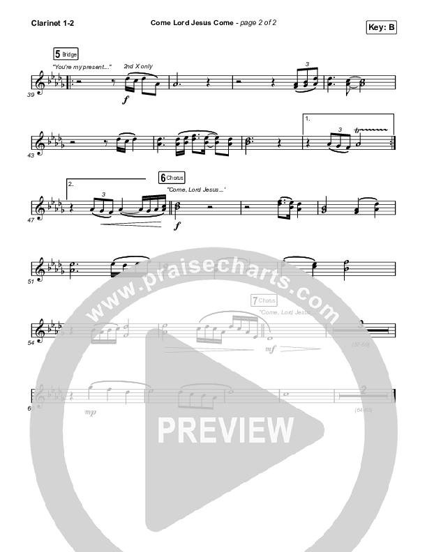 Come Lord Jesus Come Clarinet 1/2 (The Worship Initiative / Shane & Shane / Aaron Williams / Davy Flowers)