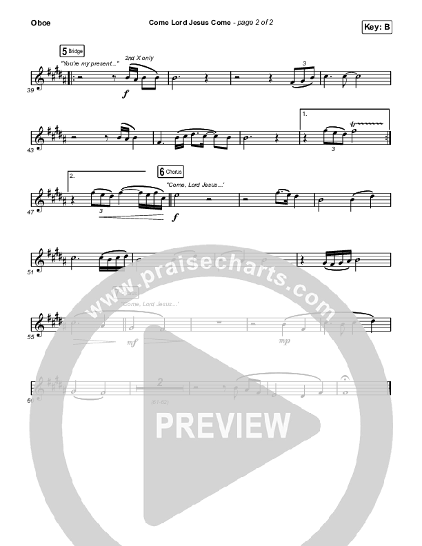 Come Lord Jesus Come Oboe (The Worship Initiative / Shane & Shane / Aaron Williams / Davy Flowers)