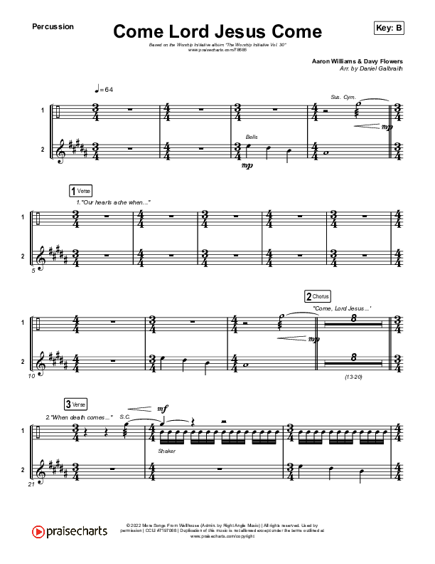 Come Lord Jesus Come Percussion (The Worship Initiative / Shane & Shane / Aaron Williams / Davy Flowers)