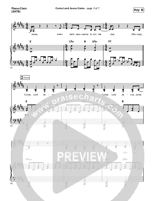 Come Lord Jesus Come Piano/Vocal Pack (The Worship Initiative / Shane & Shane / Aaron Williams / Davy Flowers)