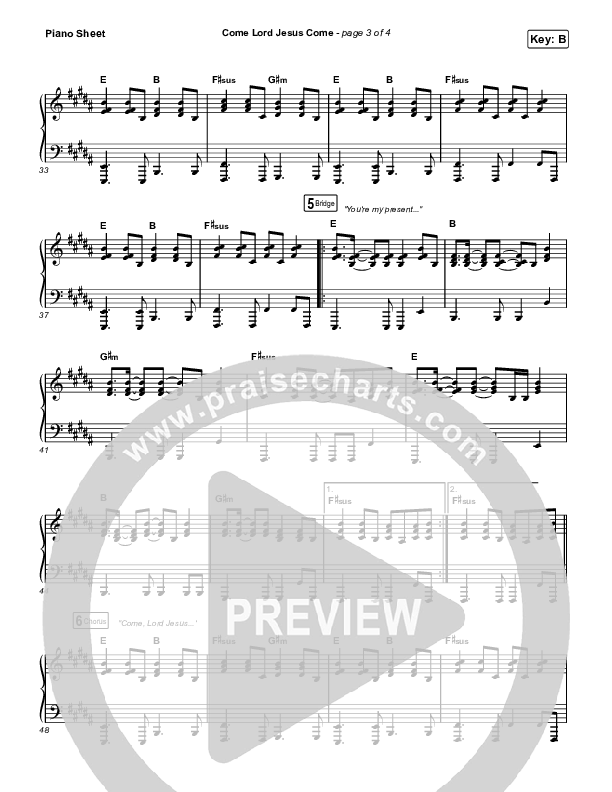 Come Lord Jesus Come Piano Sheet (The Worship Initiative / Shane & Shane / Aaron Williams / Davy Flowers)