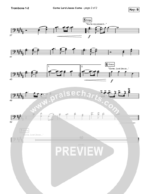 Come Lord Jesus Come Trombone 1/2 (The Worship Initiative / Shane & Shane / Aaron Williams / Davy Flowers)