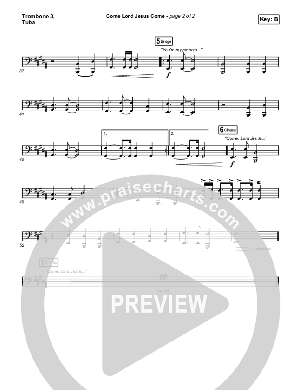 Come Lord Jesus Come Trombone 3/Tuba (The Worship Initiative / Shane & Shane / Aaron Williams / Davy Flowers)