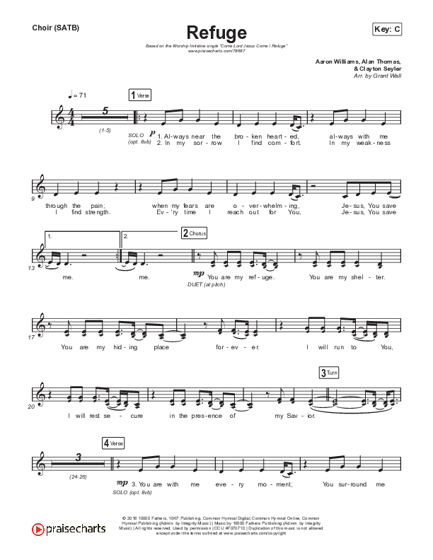 Refuge Choir Sheet (SATB) (The Worship Initiative / Shane & Shane)