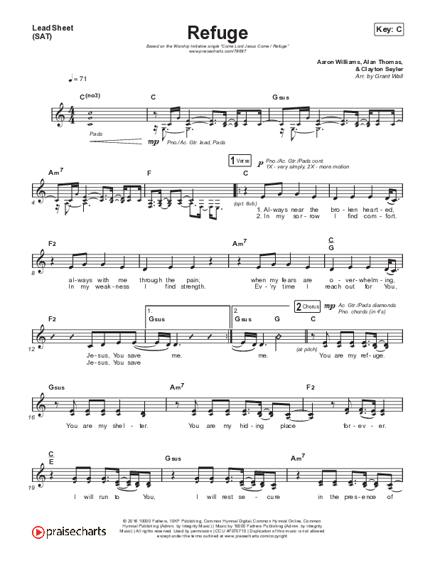 Refuge Lead Sheet (SAT) (The Worship Initiative / Shane & Shane)