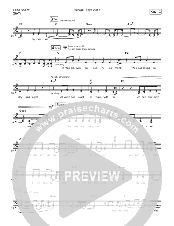 Refuge Lead Sheet (SAT) (The Worship Initiative / Shane & Shane)