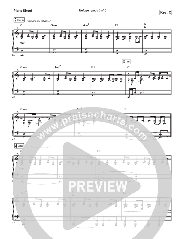 Refuge Piano Sheet (The Worship Initiative / Shane & Shane)
