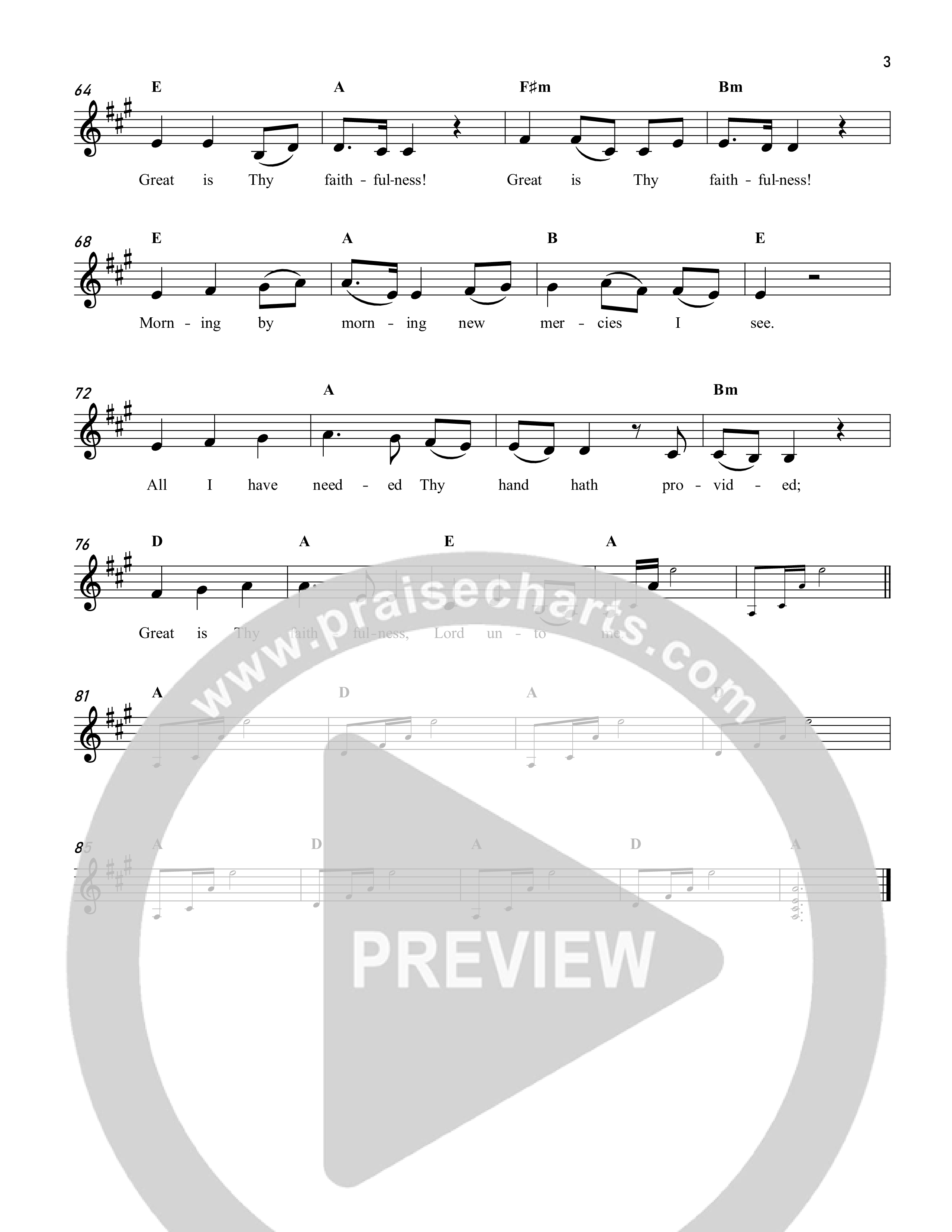 Great Is Thy Faithfulness Lead Sheet Melody (Reawaken Hymns)