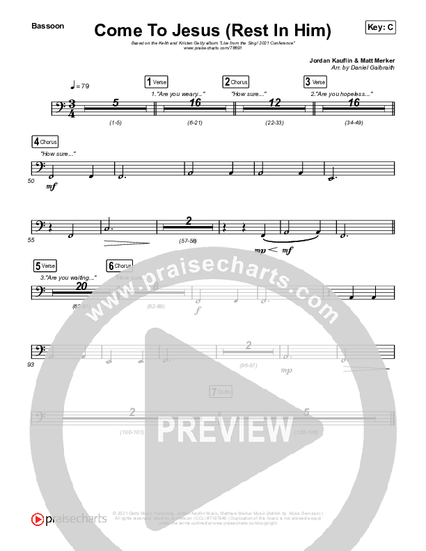 Come To Jesus (Rest In Him) Bassoon (Keith & Kristyn Getty / Jordan Kauflin / Matt Merker)