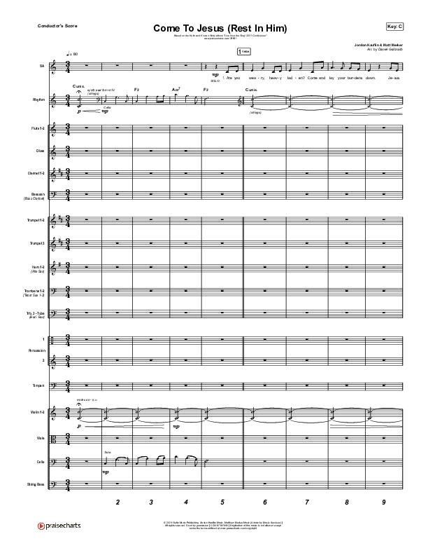 Come To Jesus (Rest In Him) Conductor's Score (Keith & Kristyn Getty / Jordan Kauflin / Matt Merker)