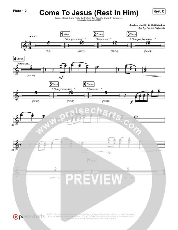 Come To Jesus (Rest In Him) Flute 1/2 (Keith & Kristyn Getty / Jordan Kauflin / Matt Merker)