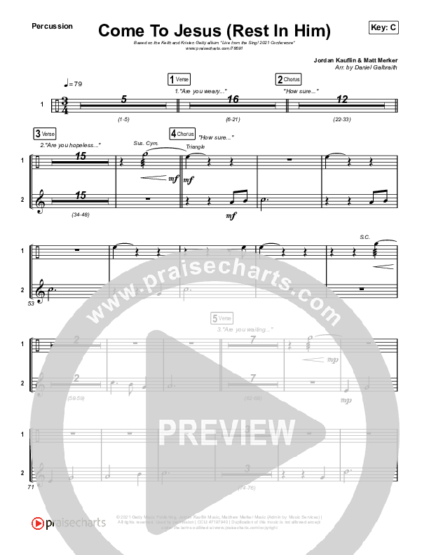 Come To Jesus (Rest In Him) Percussion (Keith & Kristyn Getty / Jordan Kauflin / Matt Merker)