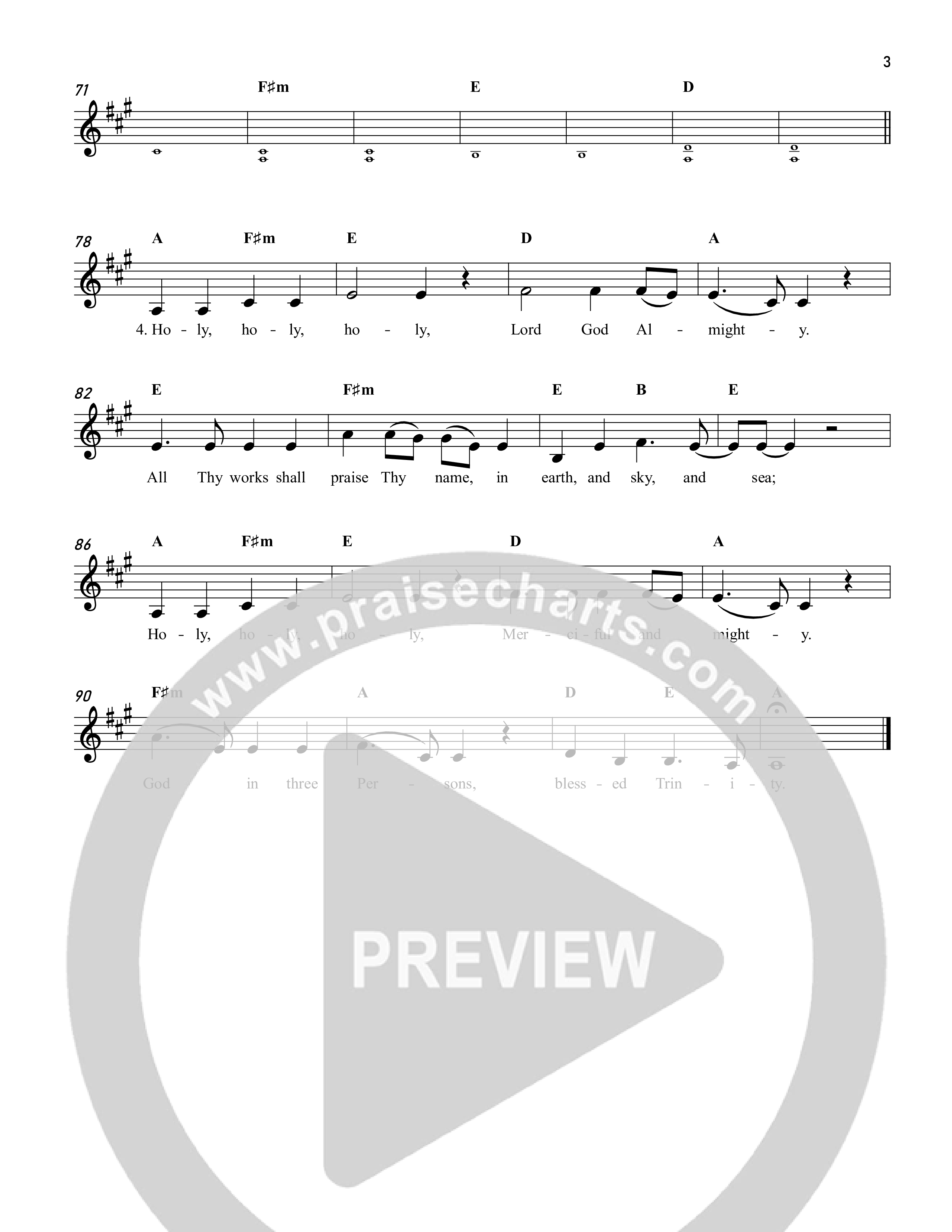 Holy Holy Holy Lead Sheet Melody (Reawaken Hymns)
