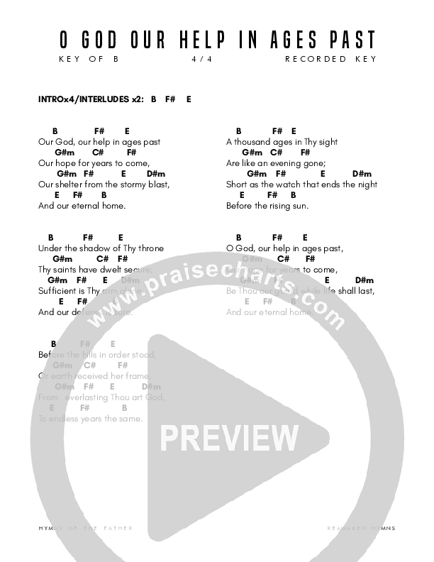 O God Our Help In Ages Past Chord Chart (Reawaken Hymns)