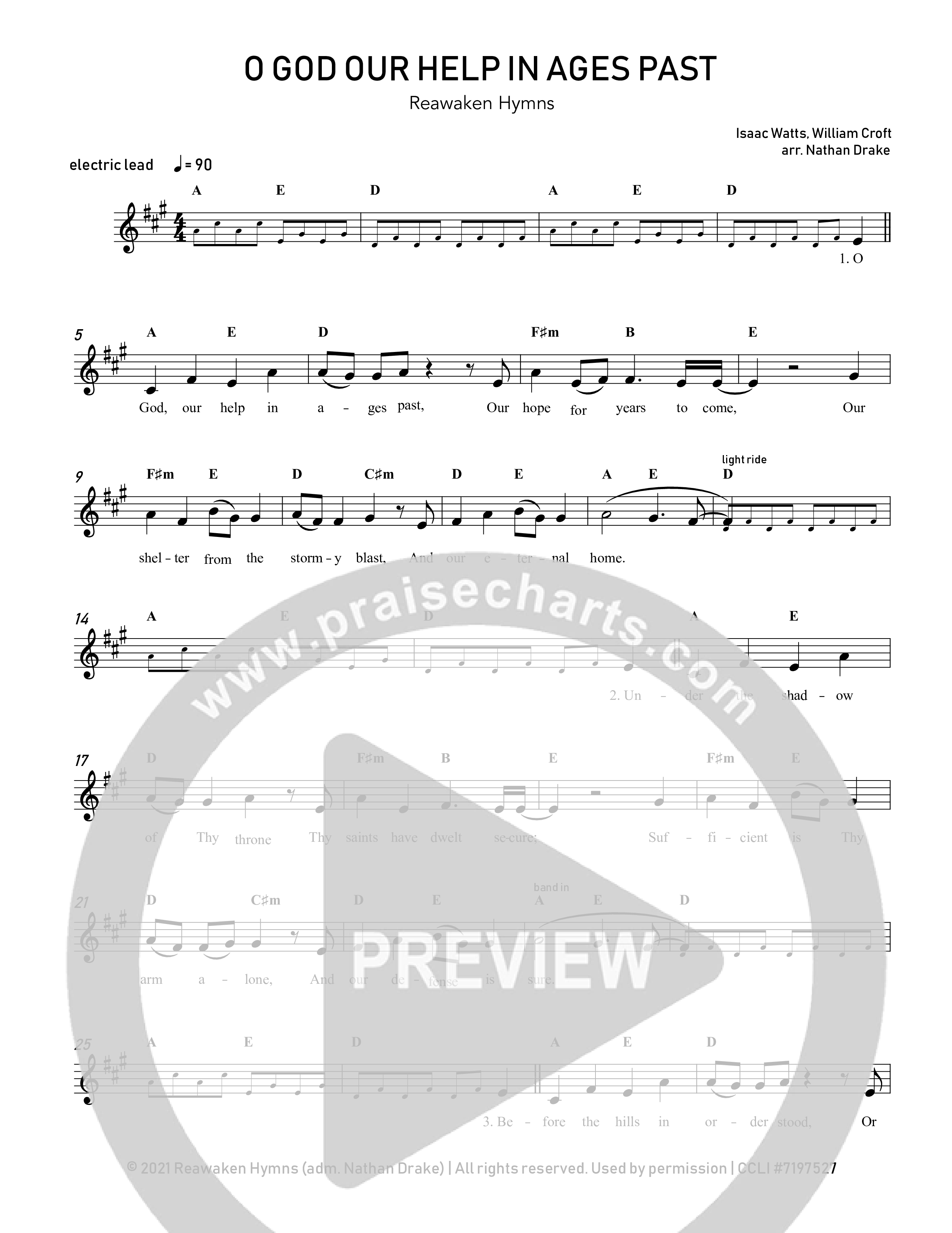 O God Our Help In Ages Past Lead Sheet Melody (Reawaken Hymns)