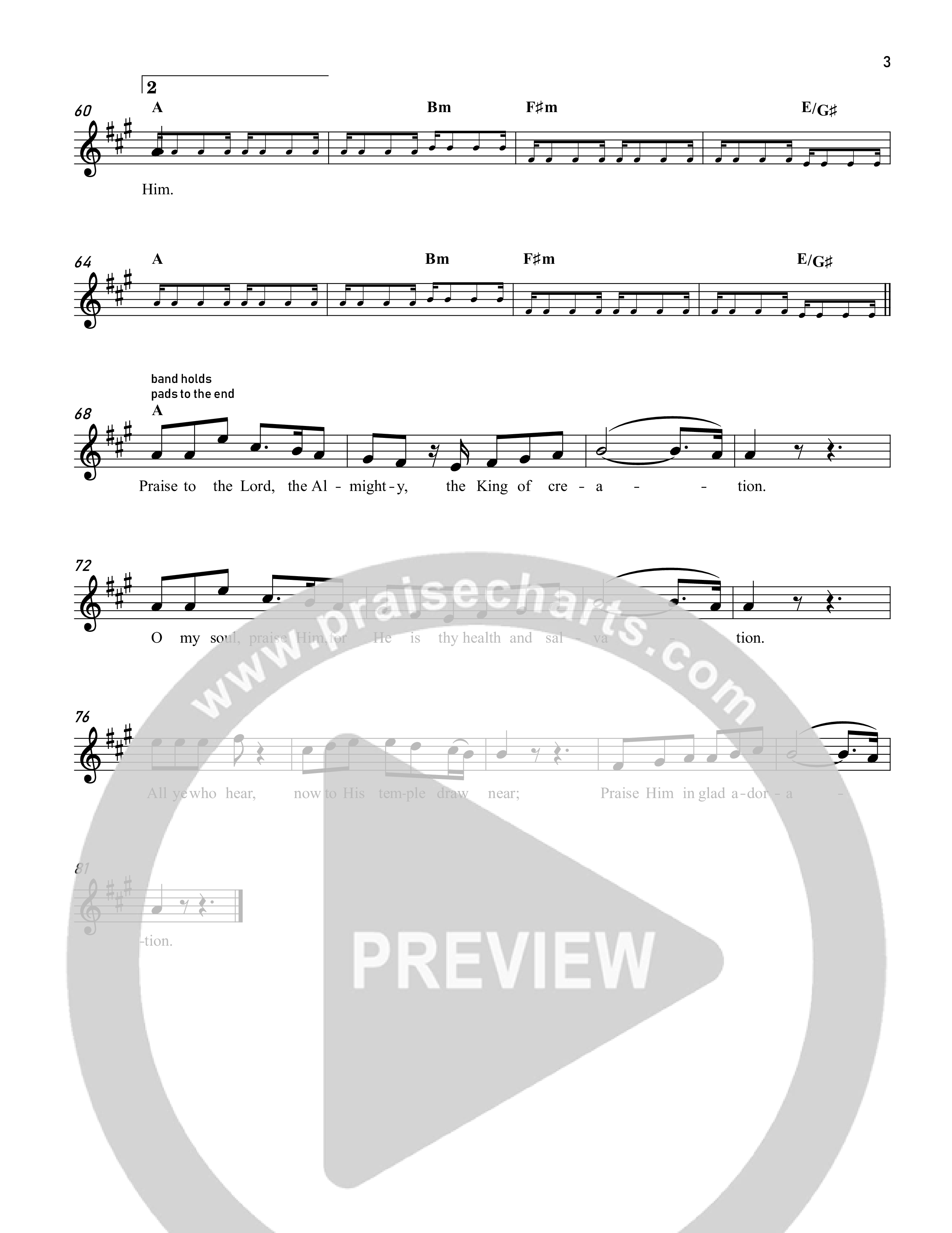 Praise To The Lord The Almighty Lead Sheet Melody (Reawaken Hymns)