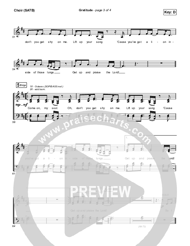 Gratitude Choir Sheet (SATB) (The Worship Initiative / Shane & Shane)