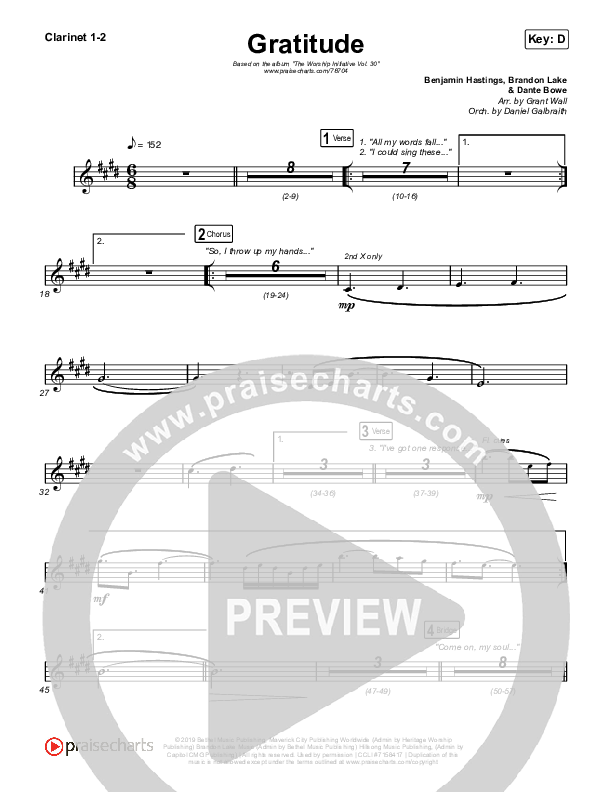 Gratitude Clarinet 1/2 (The Worship Initiative / Shane & Shane)