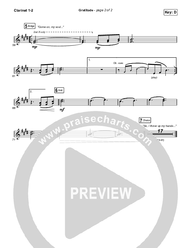 Gratitude Clarinet 1/2 (The Worship Initiative / Shane & Shane)