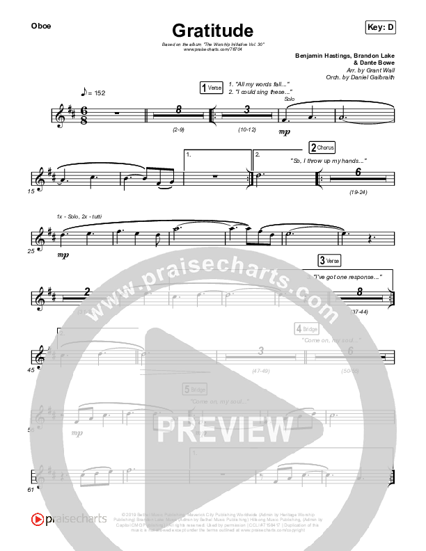 Gratitude Oboe (The Worship Initiative / Shane & Shane)