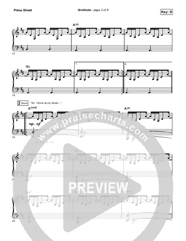 Gratitude Piano Sheet (The Worship Initiative / Shane & Shane)