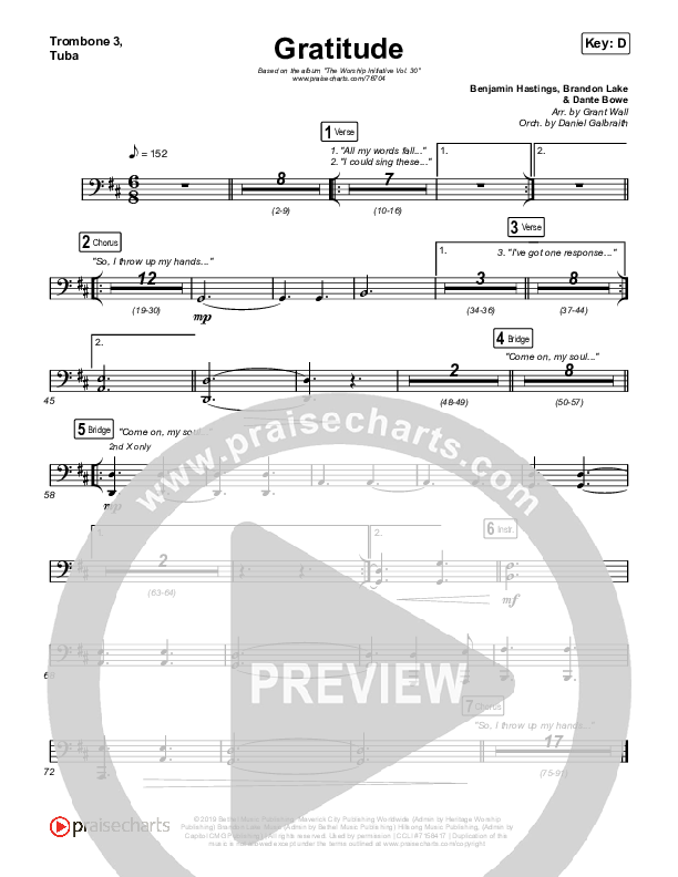 Gratitude Trombone 3/Tuba (The Worship Initiative / Shane & Shane)