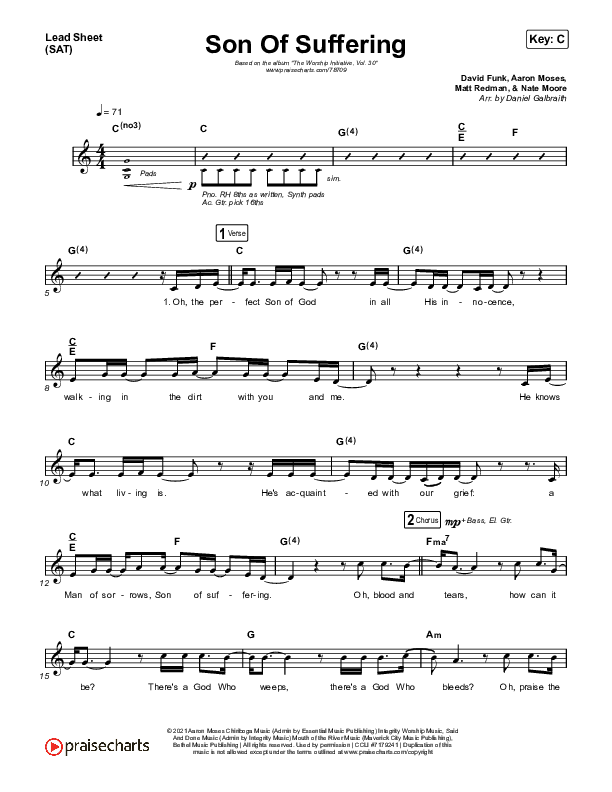 Son Of Suffering Lead Sheet (SAT) (The Worship Initiative / Shane & Shane)