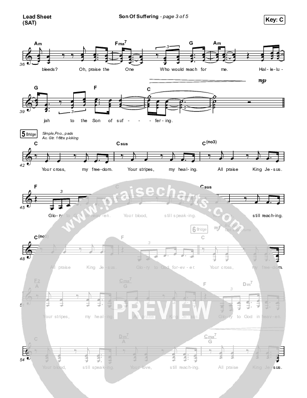 Son Of Suffering Lead Sheet (SAT) (The Worship Initiative / Shane & Shane)