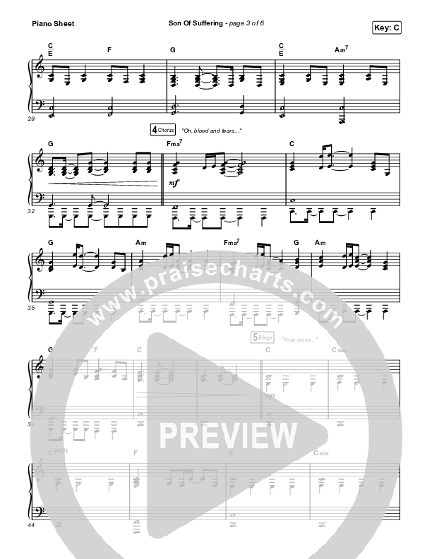 Son Of Suffering Piano Sheet (The Worship Initiative / Shane & Shane)