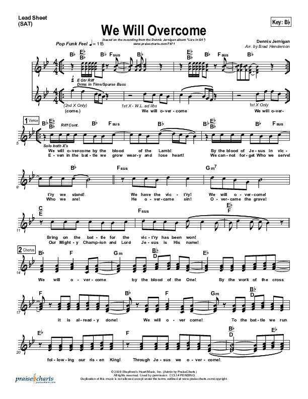 We Will Overcome Lead Sheet (Dennis Jernigan)