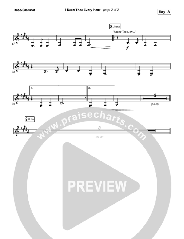 I Need Thee Every Hour Bass Clarinet (The Worship Initiative / Shane & Shane)