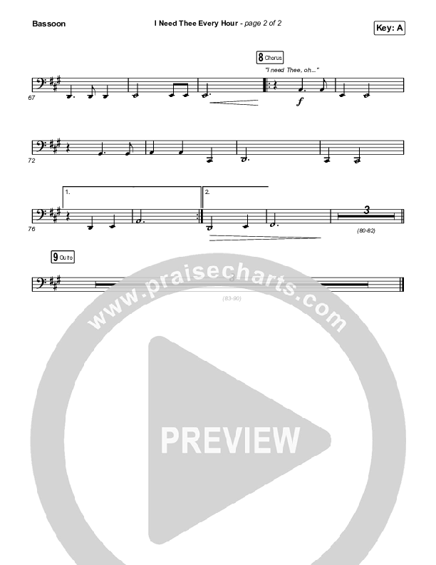 I Need Thee Every Hour Bassoon (The Worship Initiative / Shane & Shane)
