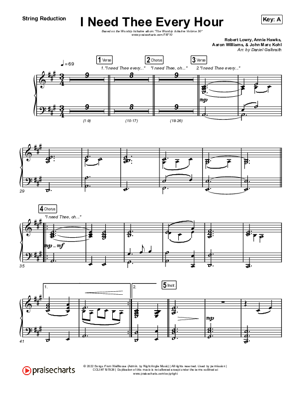 I Need Thee Every Hour String Reduction (The Worship Initiative / Shane & Shane)