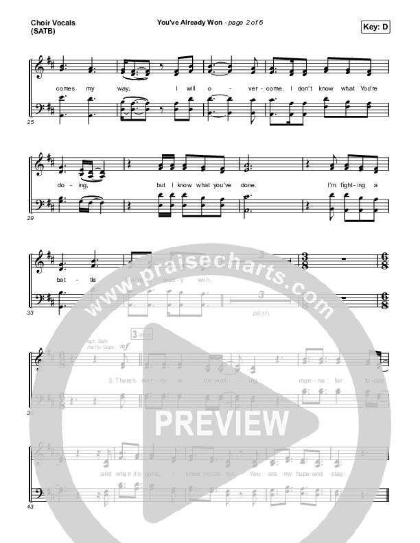 You've Already Won (Choral Anthem SATB) Choir Sheet (SATB) (Shane & Shane / Arr. Erik Foster)