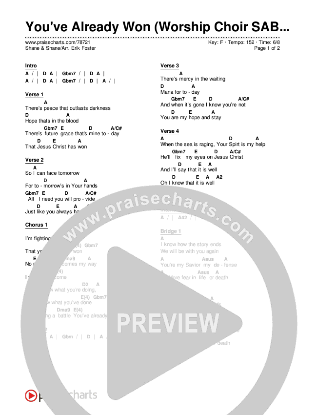 You've Already Won (Worship Choir SAB) Chords & Lyrics (Shane & Shane / Arr. Erik Foster)