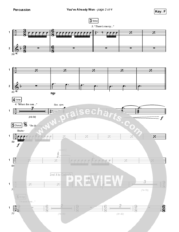 You've Already Won (Worship Choir SAB) Percussion (Shane & Shane / Arr. Erik Foster)